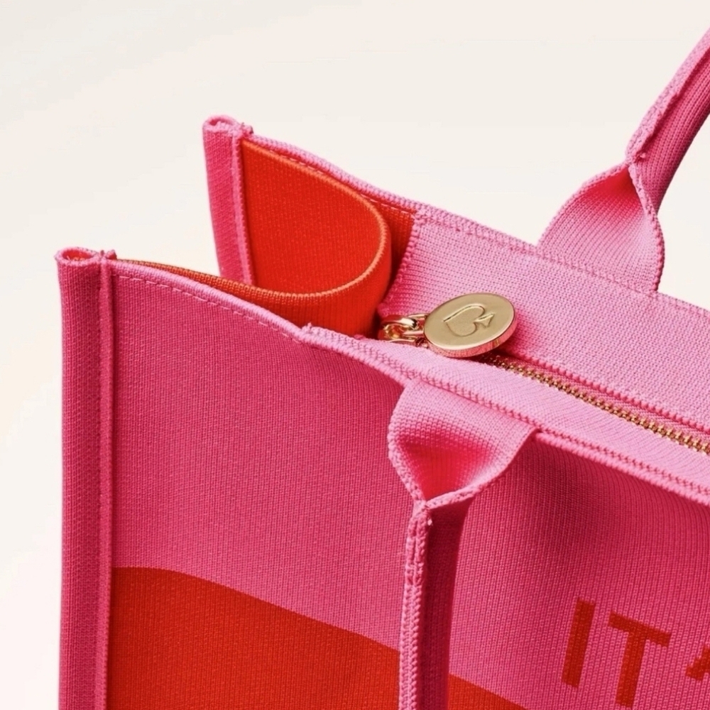 NEW Kate Spade New York X Target Colorblock Knit Tote “It’s In The Bag” Pink/Red - Picture 4 of 6